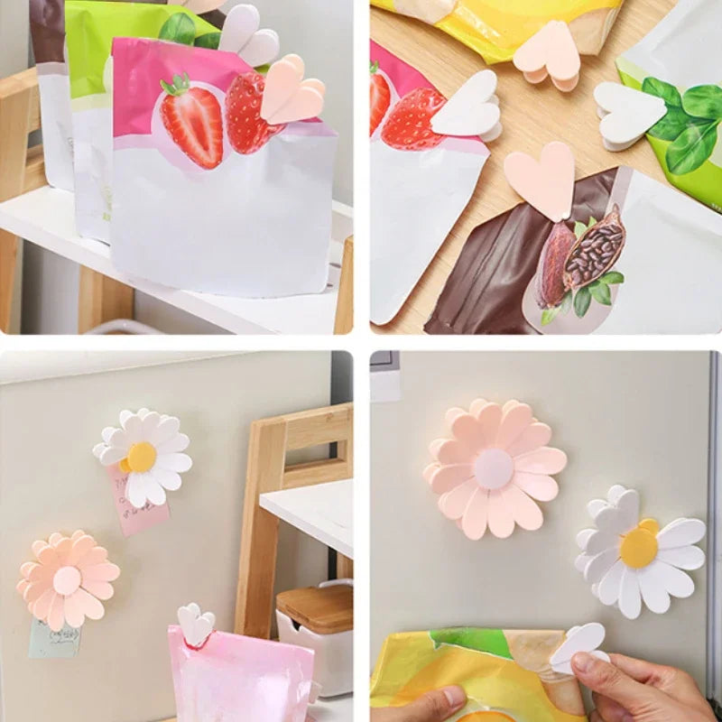 Magnetic Daisy Detachable Sealing Clip, Kitchen Refrigerator Sticker, Office File Classification Clip, Snack Bag Sealing Clip