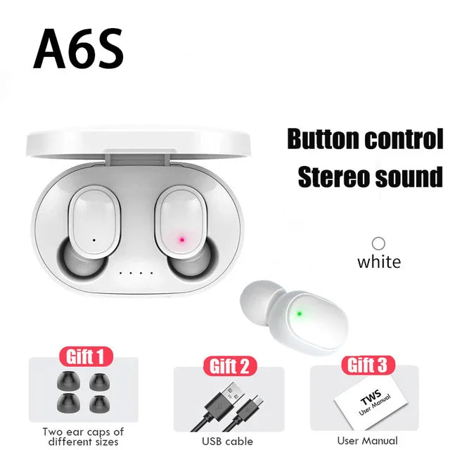 A6S TWS Earphones Touch Control Earbuds Wireless Bluetooth 5.1 Headphones With Mic Earphones Sport Waterproof Headset for xiaomi