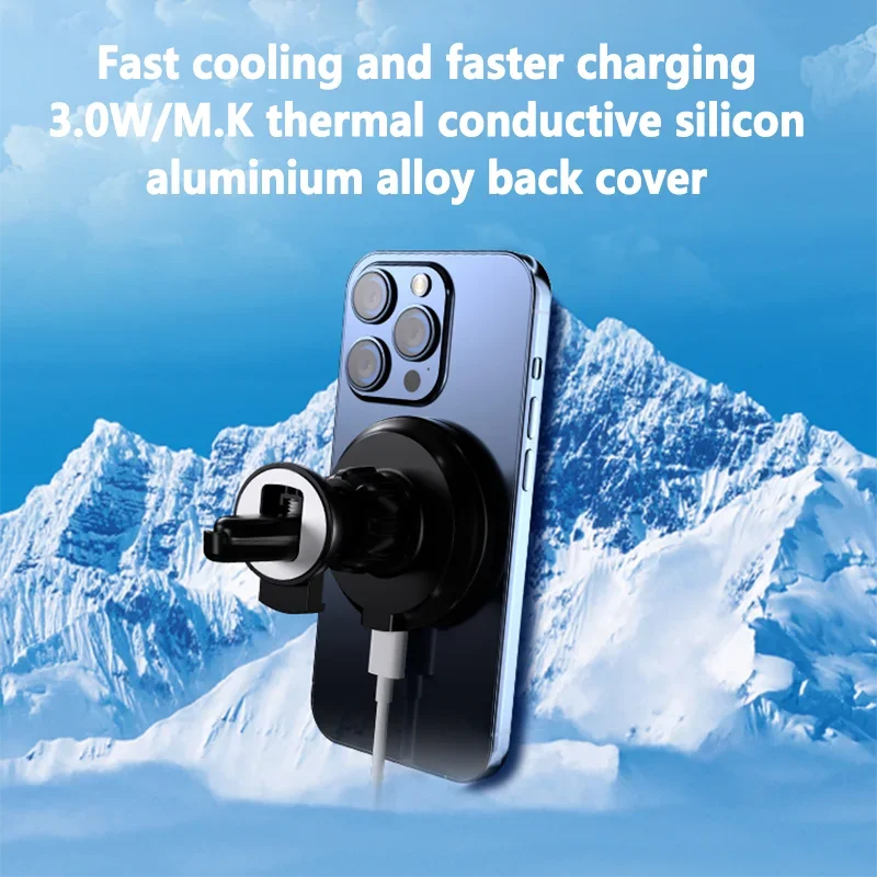 Magnetic Car Wireless Charger for magsafe iPhone 12 13 14 15 16 17Pro Max Mini Air Vent Car Phone Holder Stand Fast Car Charging