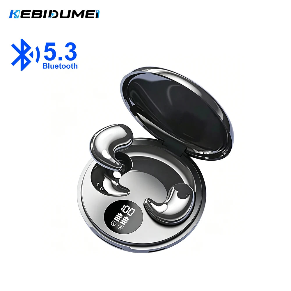 KEBIDUMEI Sleep Headphones Bluetooth 5.3 Earphones for Side Sleeper Mini In Ear Earbuds Wireless Waterproof HiFi Stereo Headsets