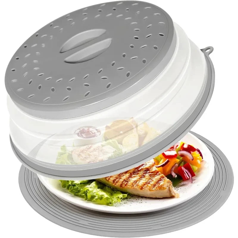 Foldable Microwave Splash Guard Lid BPA Free Heat Resistant Cover With Hanging Hook Anti Splatter Kitchen Gadget For Heating Pla