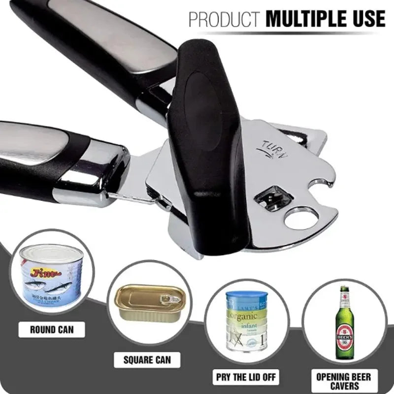 Stainless Steel Can Opener Multifunctional Manual Strong Grip Opener Side Cut Tins Bottle Opener Kitchen Gadgets