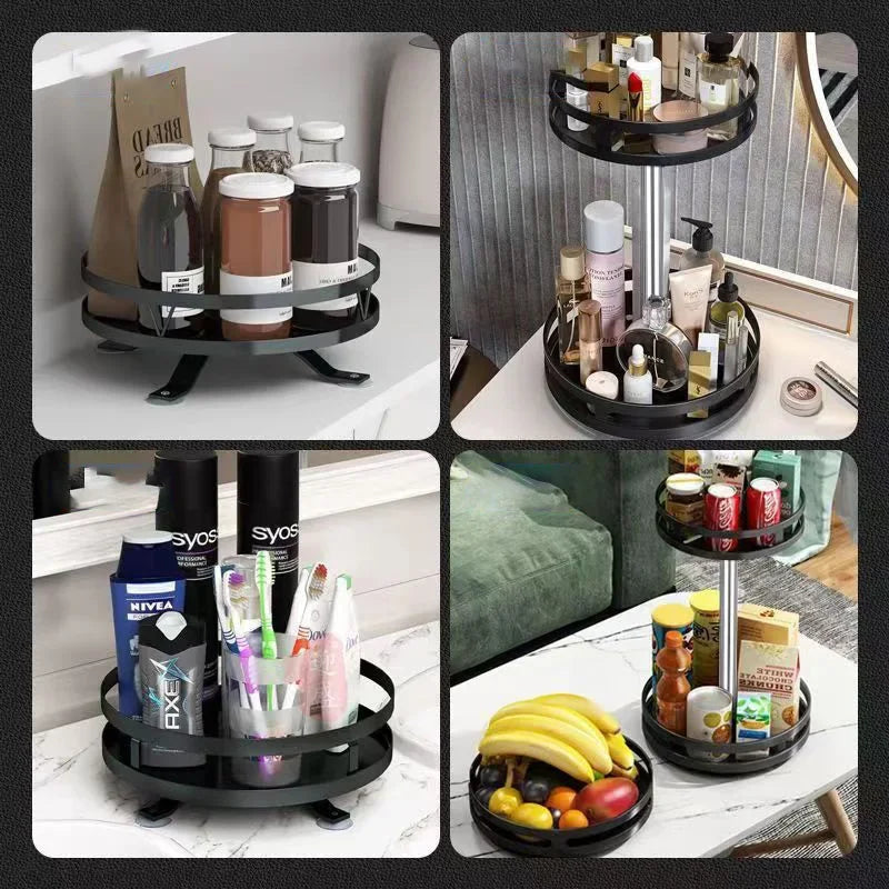 360 Rotation Spice Rack Multi-Layer Spices Cans Seasonings Storage Tray Multifunctional Bathroom Storage Rack Kitchen Organizer