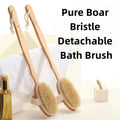 1Pc Wooden Detachable Long Handle Shower Body Brush Bathing Massage Back Body Exfoliating Brush Bathroom Wash Brush Bath Tools
