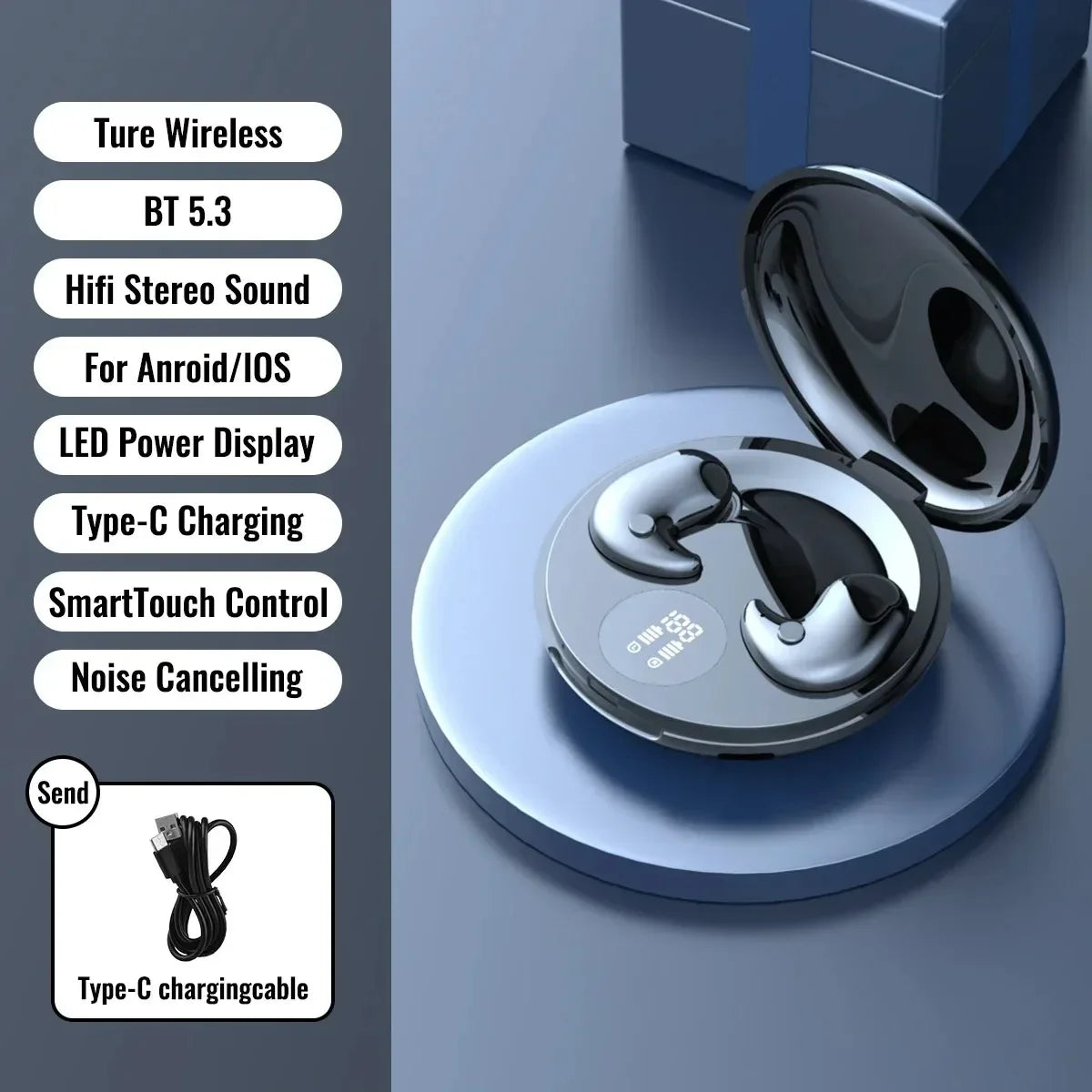 KEBIDUMEI Sleep Headphones Bluetooth 5.3 Earphones for Side Sleeper Mini In Ear Earbuds Wireless Waterproof HiFi Stereo Headsets