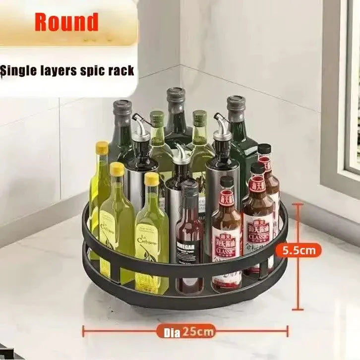 360 Rotation Spice Rack Multi-Layer Spices Cans Seasonings Storage Tray Multifunctional Bathroom Storage Rack Kitchen Organizer