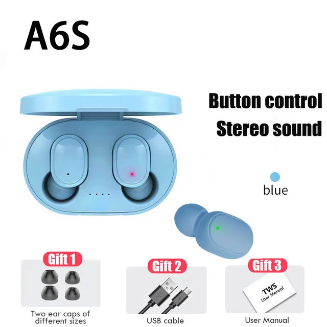 A6S TWS Earphones Touch Control Earbuds Wireless Bluetooth 5.1 Headphones With Mic Earphones Sport Waterproof Headset for xiaomi