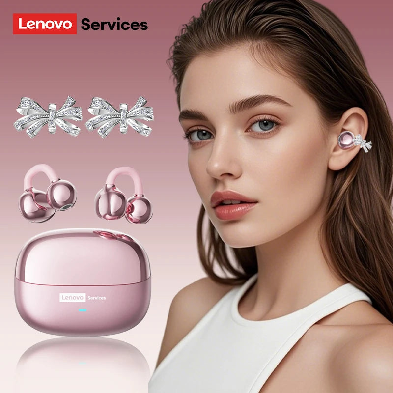 Choice Lenovo LE302 OWS Ear Clip Wireless Earphones Low Latency HD Call Bluetooth Headphones HiFi Music Sport Fashion Earbuds