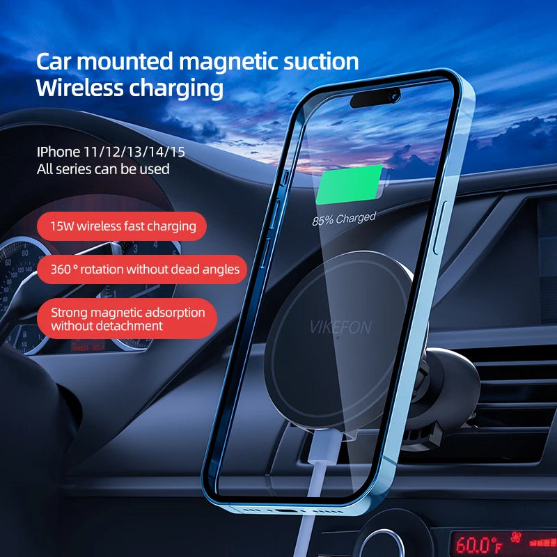 Magnetic Car Wireless Charger for magsafe iPhone 12 13 14 15 16 17Pro Max Mini Air Vent Car Phone Holder Stand Fast Car Charging