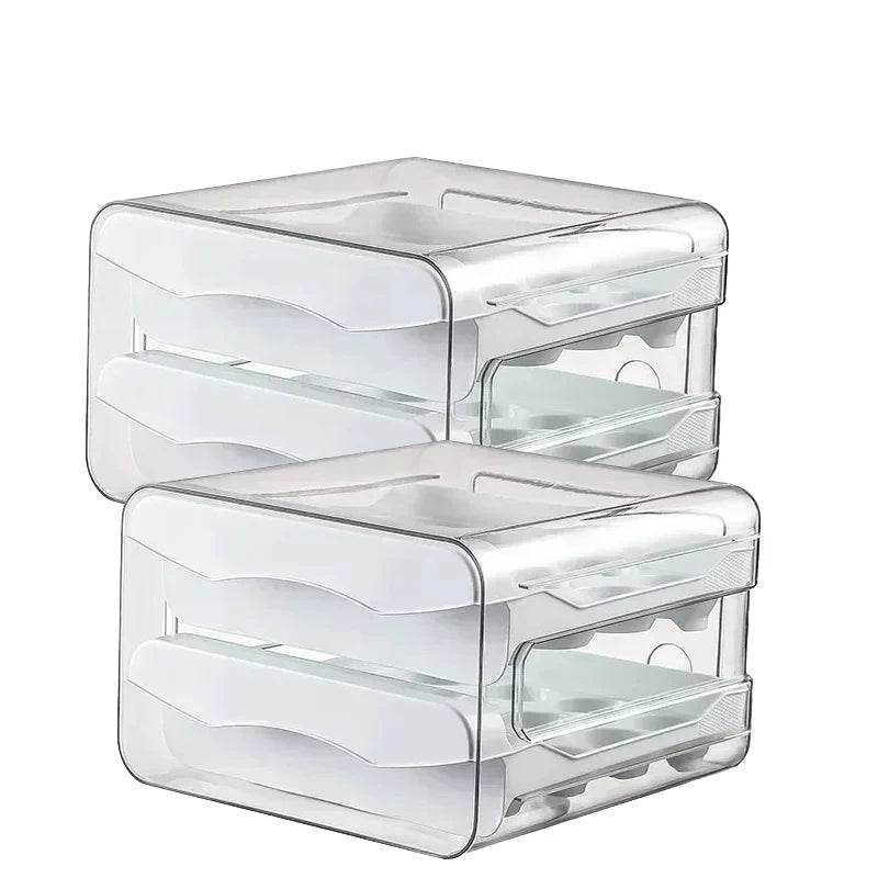 1/2pc Egg Storage Box Drawer-Type Refrigerator Egg Holder Double Layer Eggs Holder With Handle Home Kitchen Organizer Rack