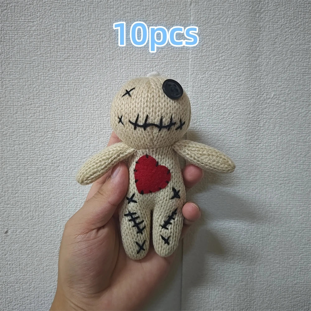 1-10pcs Handmade Knitted Voodoo Doll With Colorful Pins Spooky Halloween Decor & Novelty Creepy Gift for Adults Party Prop