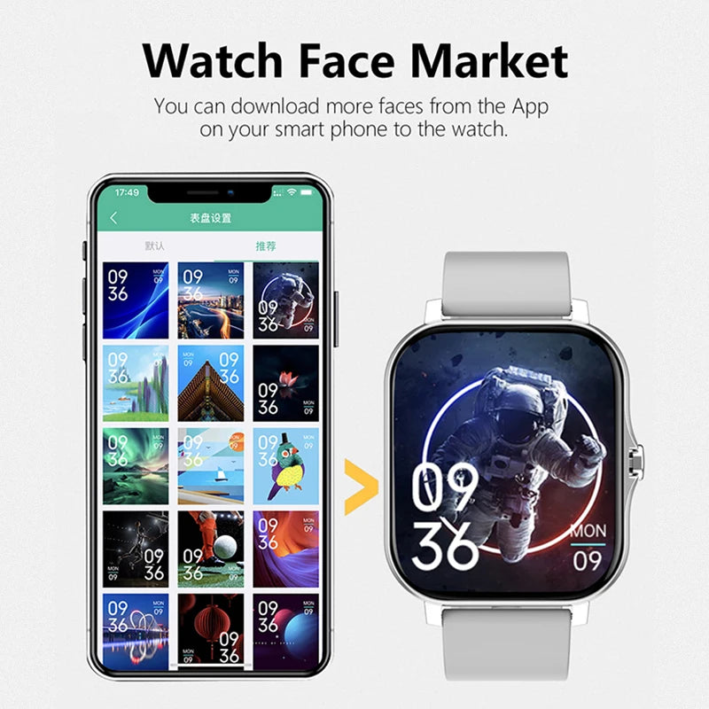 1.83'' Sport Smart Watch Fitness Clock Health Monitor Waterproof Smartwatch Wireless Call Watches for Men Women IOS Android 2025