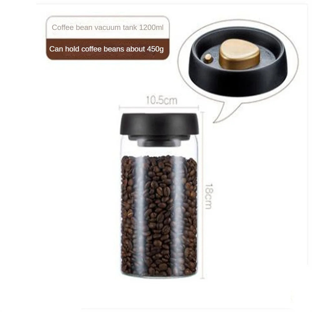 1pack Coffee Bean Storage Container Airtight Lid Sealed with Press-Down Vacuum Glass Coffee Canister,Food Storage,Coffee,Tea