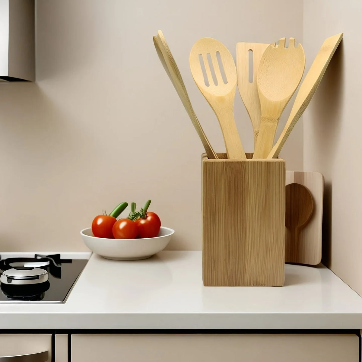 6-Piece Wooden Utensil Set - Natural Bamboo Spoons & Spatulas for Cooking, Kitchen Gadgets, Eco-Friendly Tools