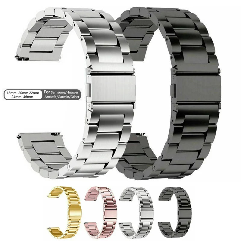 18mm 20mm 22mm Watch Band Stainless Steel Watch Strap, Quick Release, Replacement Compatible With Smartwatch, Traditional Watch