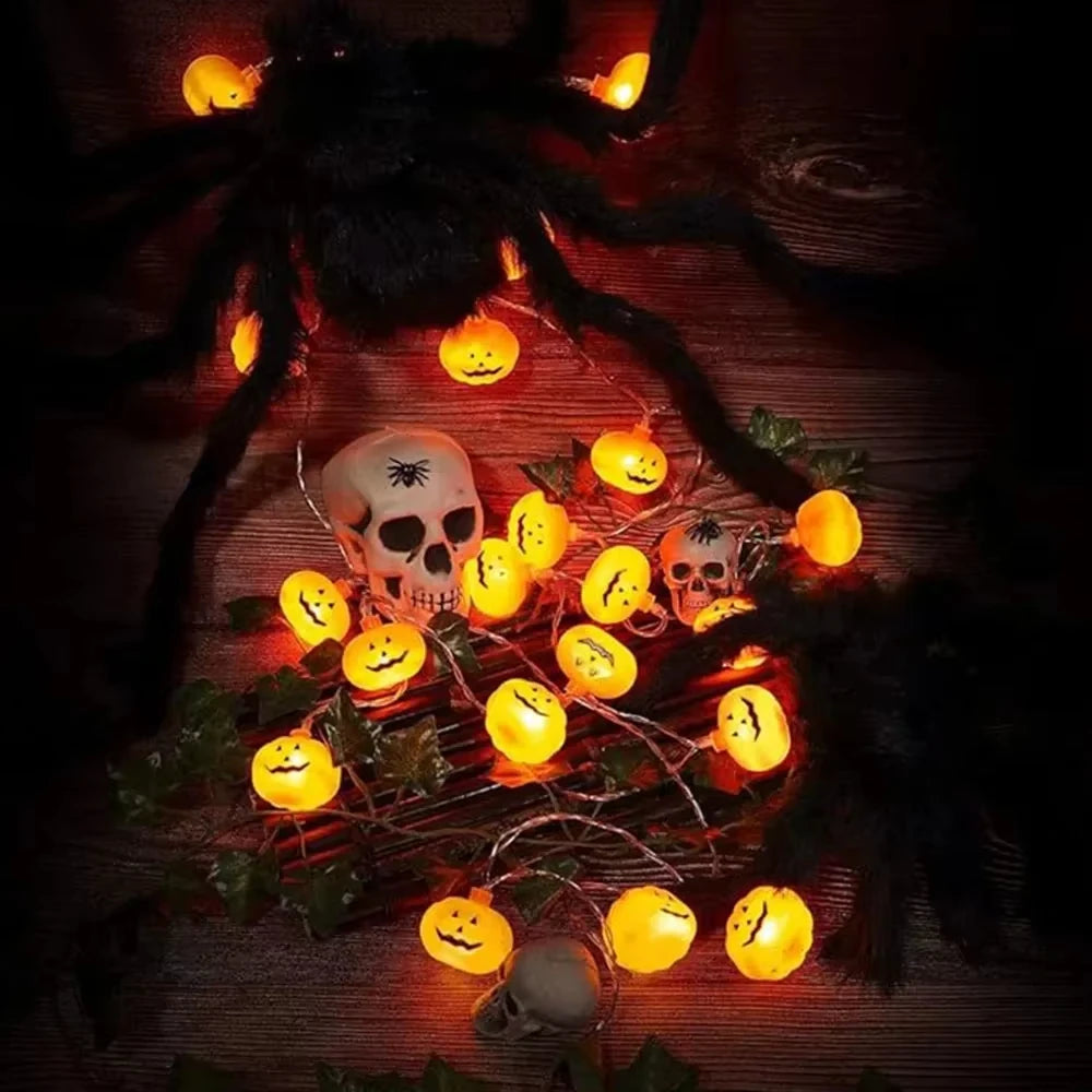 Halloween Pumpkin LED String Lights Spooky Facial Pattern Horror Atmosphere Decor For Halloween Theme Party DIY Decorative Light