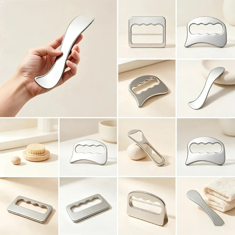 Stainless Steel Gua Sha Board Special Tool with Tendon Relaxation Sheet Sports Fitness Gua Sha Sheet Included for Body Care