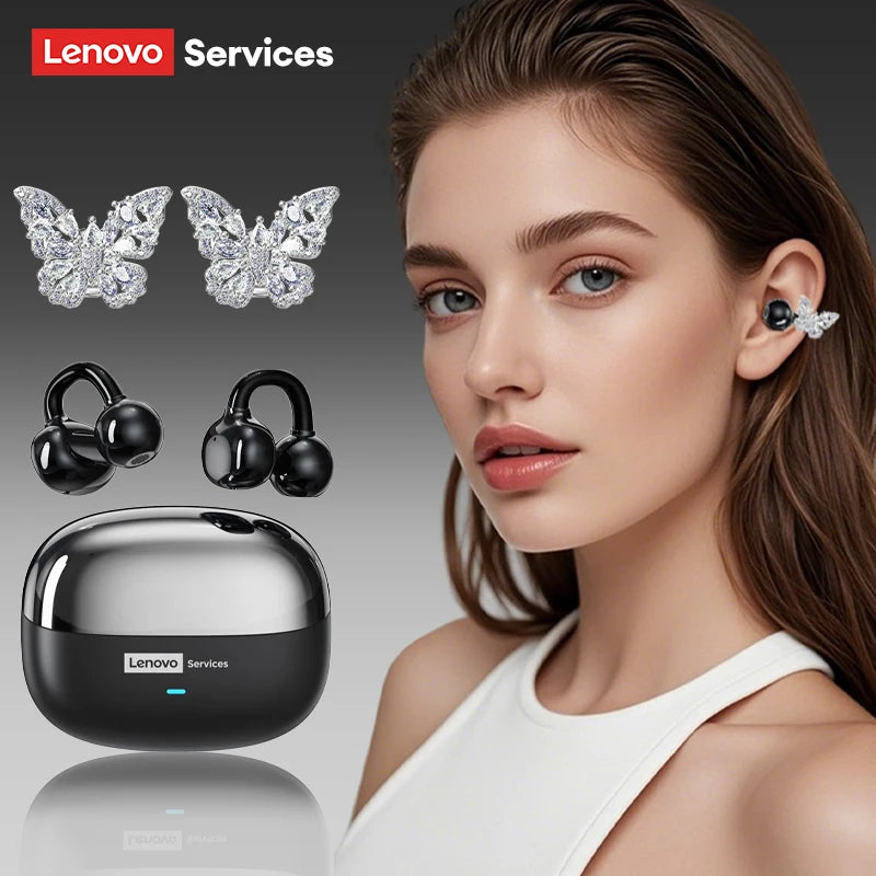 Choice Lenovo LE302 OWS Ear Clip Wireless Earphones Low Latency HD Call Bluetooth Headphones HiFi Music Sport Fashion Earbuds