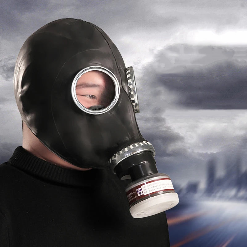 Multi-Function Full Head Gas Mask Respirator Hood Rubber Chemical Mask For Painting Spray Pesticide Cool Halloween Decor Props