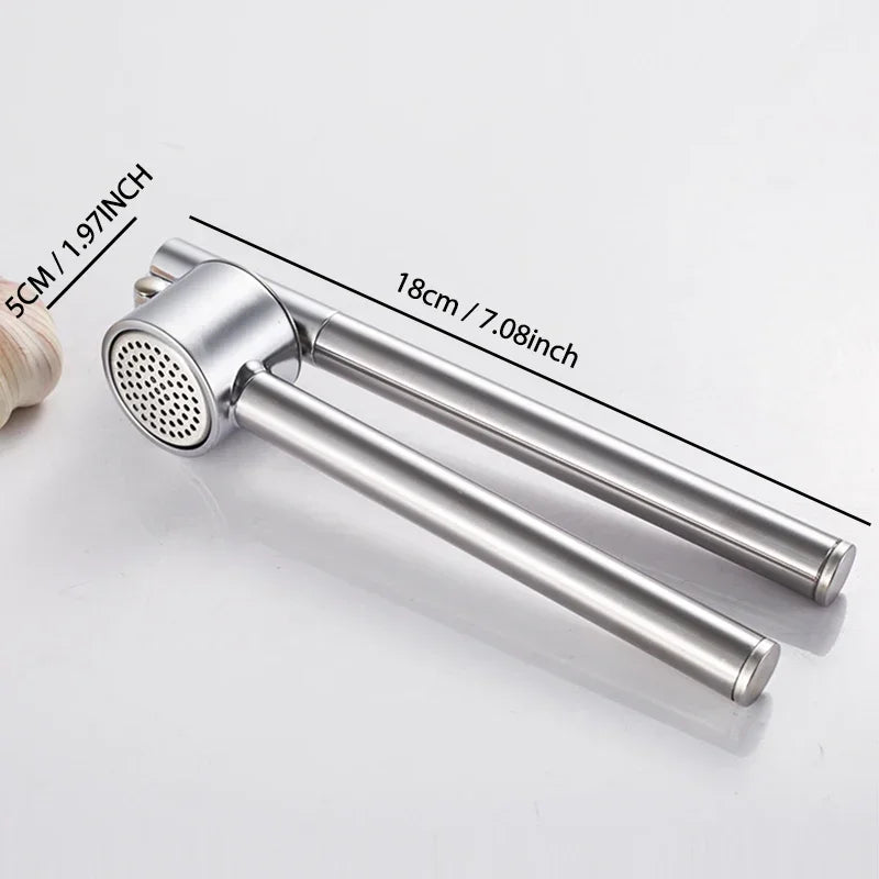 Kitchen Stainless Steel Garlic Press, Detachable Design, Rust-Proof, Large-Sized Garlic Crusher, Essential Kitchen Item