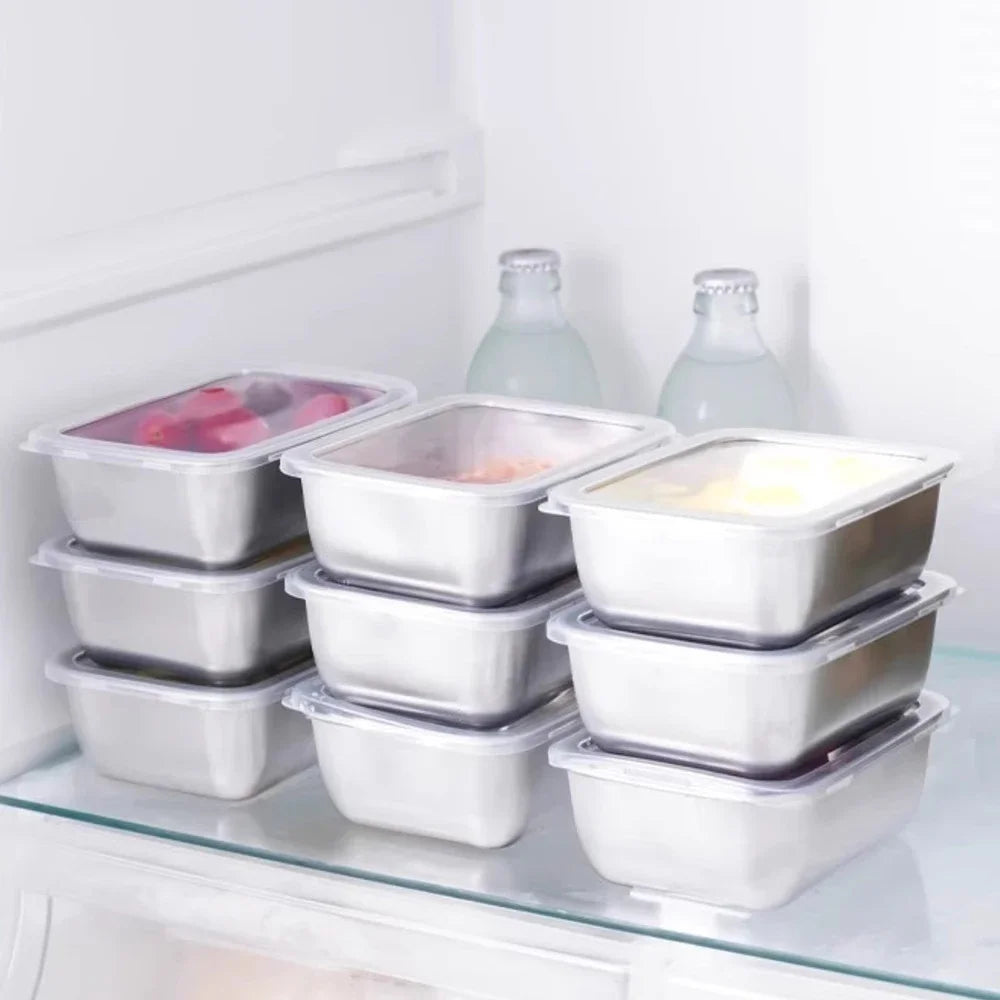 Stainless Steel Food Storage Container with Lid - Airtight Fresh-Keep Box for Fridge | Small Thickened Kitchen Organizer