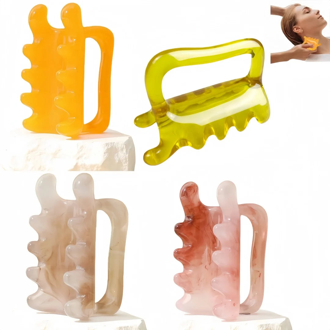 1PC Double Push Resin Massage Comb Back Waist Gua Sha Device Shoulder Neck Gua Sha Stick Meridian Dredging Stick Massage Tool