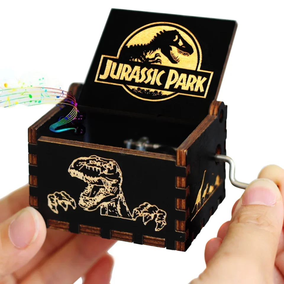 Hot 1pcs Antique carved Wooden Hand Crank Happy Halloween Music Box You are my sunshine Halloween Decor Christmas Birthday Gift