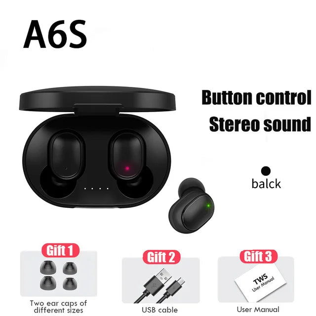 A6S TWS Earphones Touch Control Earbuds Wireless Bluetooth 5.1 Headphones With Mic Earphones Sport Waterproof Headset for xiaomi