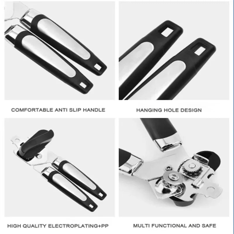 Stainless Steel Can Opener Multifunctional Manual Strong Grip Opener Side Cut Tins Bottle Opener Kitchen Gadgets