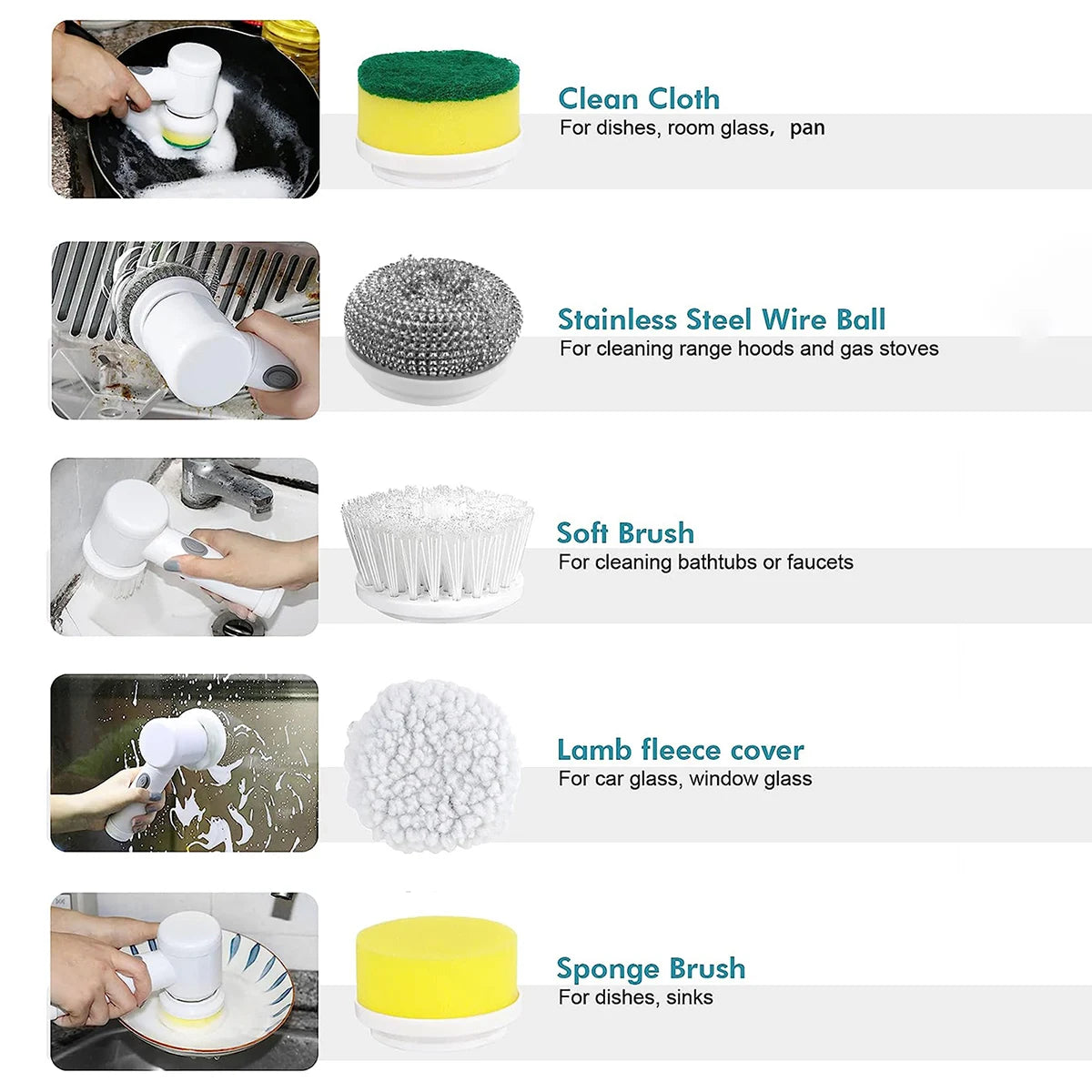 10pcs Replaceable Brush Heads Accessories Kit For Electric Spin Scrubber, Cleaning Accessories, Supplies